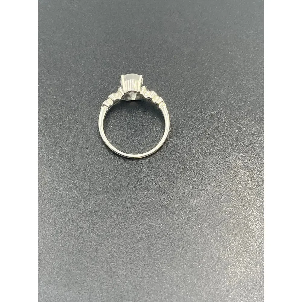 Rainbow Moonstone Oval Prong Set Side‎ Twist Detail Sterling Silver  Ring Sz 6.5